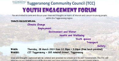 Tuggeranong Community Council (TCC) Youth Engagement Forum – 28 Mar 19