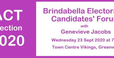 Brindabella Electorate Candidates’ Forum – 23 Sep 20